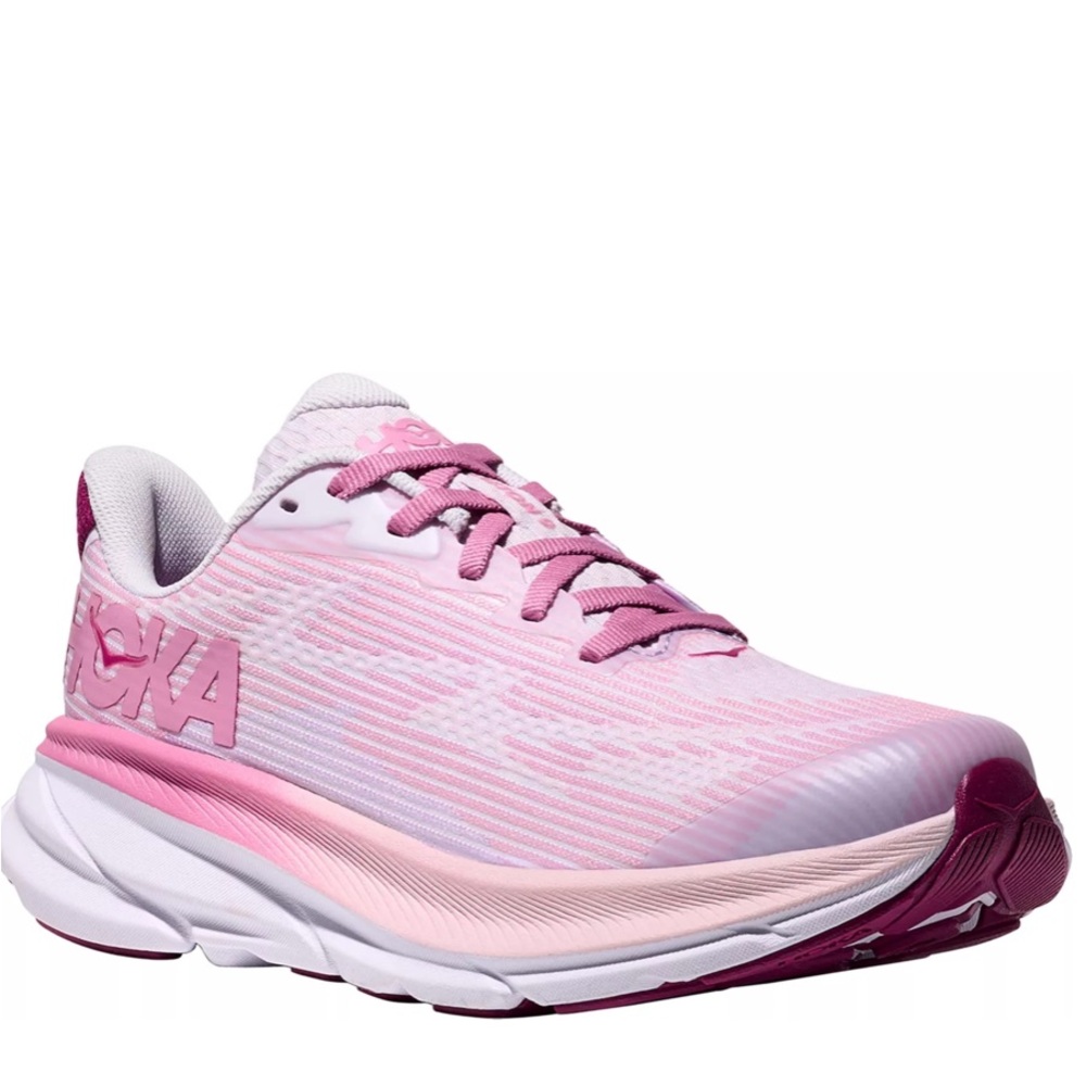 Hoka Pink and Purple Sneakers with Mesh Upper and Chunky Cushioning